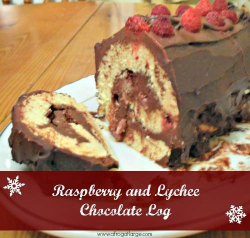 Raspberry and Lychee Chocolate Log